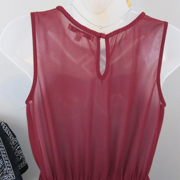 Papaya Sleeveless Maroon Embroidered Summer Dress - Picture 7 of 12